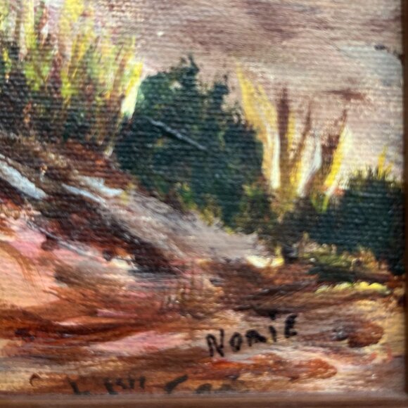 Hand Painted Oil Painting Framed Forest Autumn Fall Landscape Hut Signed 17x13" - Picture 8 of 14